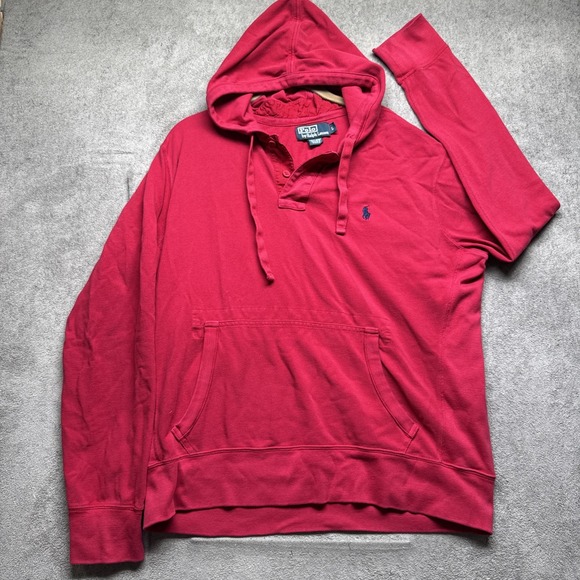 Polo Ralph Lauren Men's Red Hoodie Pullover Sweatshirt Size Large Casual - Picture 2 of 8